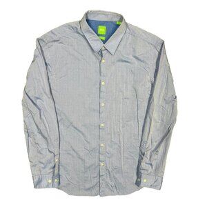 Hugo Boss Dress Shirt Regular Fit Textured Cotton Blue Long Sleeve XL